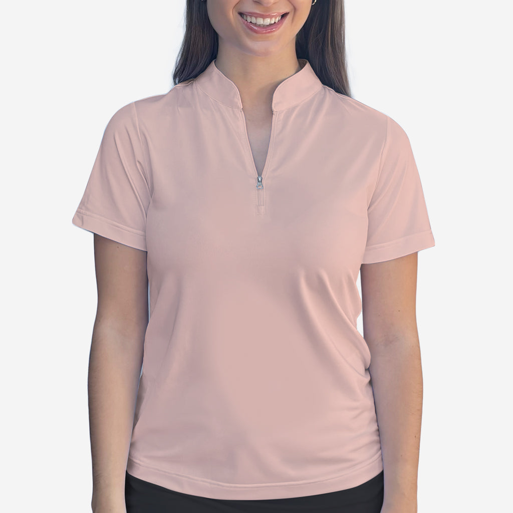 POLO QUARTER ZIP TOP - Peach / xs - Shirts & Tops