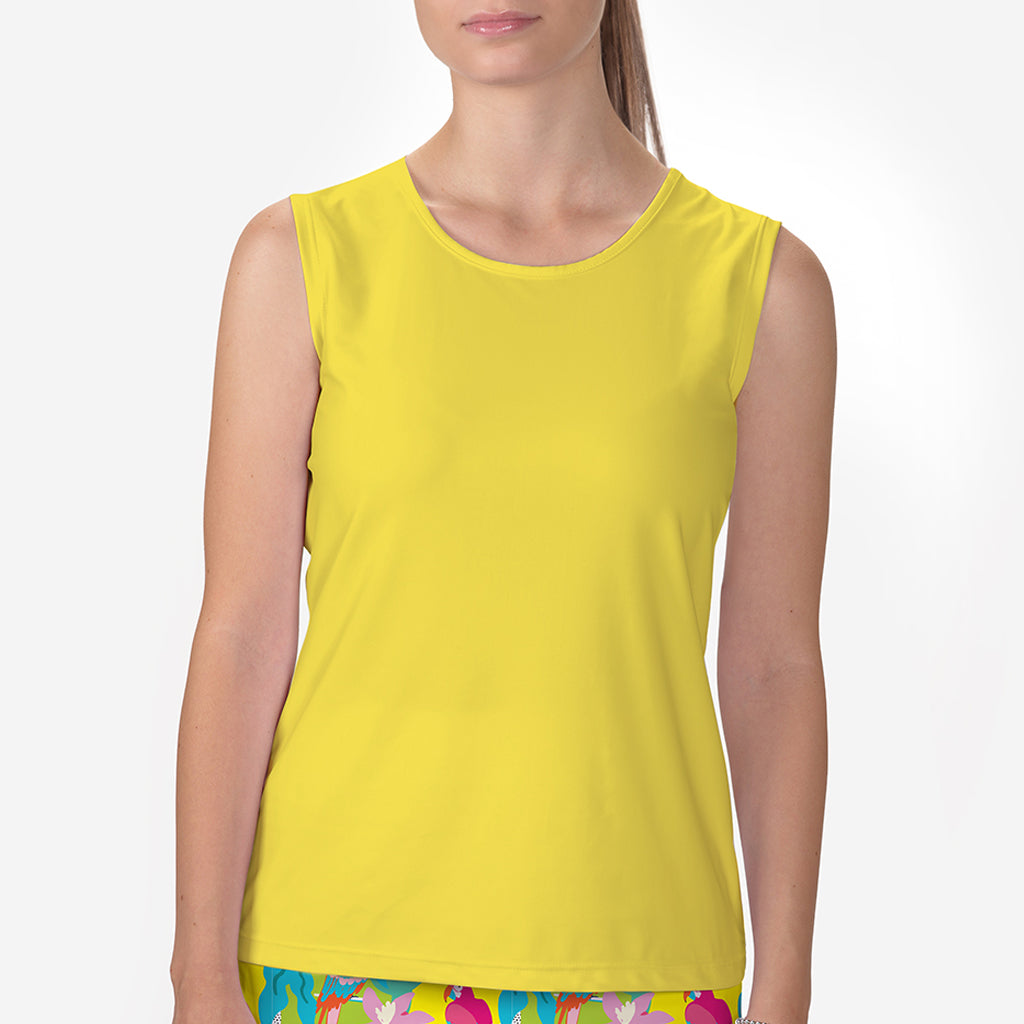 YELLOW SLEEVELESS CREW NECK TOP - Shirts & Tops