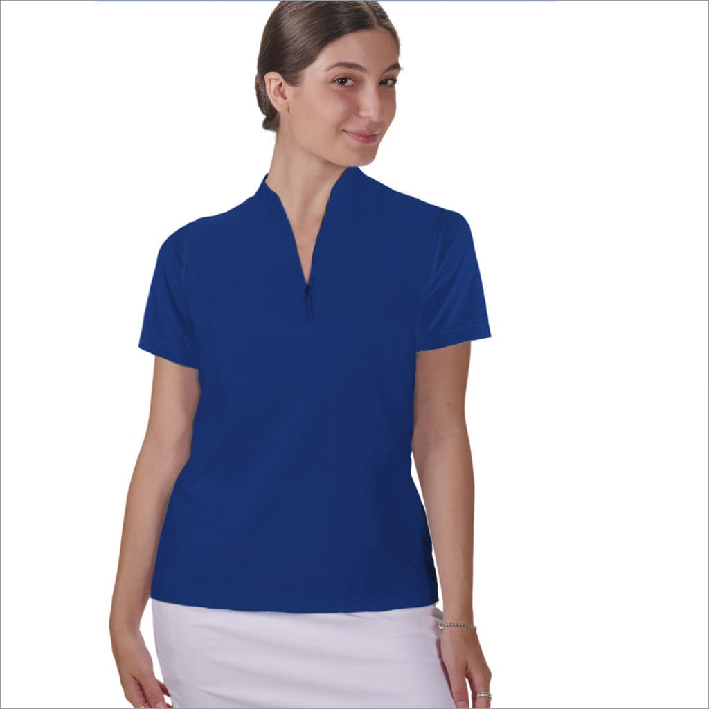 INDIGO POLO QUARTER ZIP TOP - Shirts & Tops