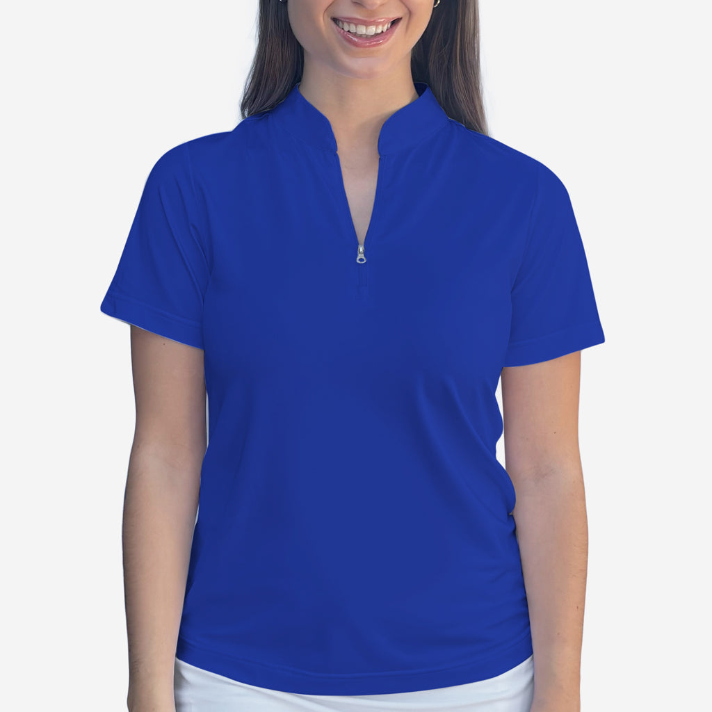 INDIGO POLO QUARTER ZIP TOP - Shirts & Tops