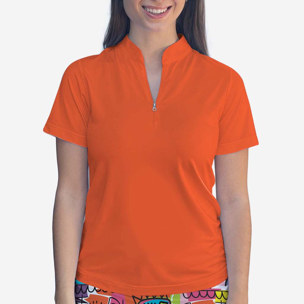 POLO QUARTER ZIP TOP - Orange / xs - Shirts & Tops