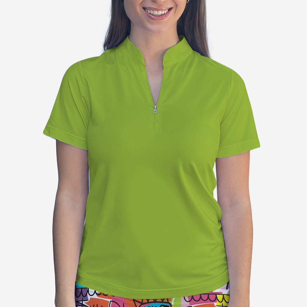 POLO QUARTER ZIP TOP - Lime / xs - Shirts & Tops