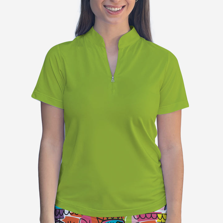 POLO QUARTER ZIP TOP - Lime / xs - Shirts & Tops