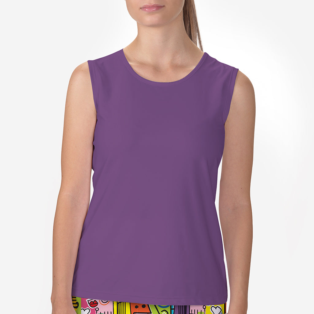 PURPLE SLEEVELESS CREW NECK TOP - Purple / xs - Shirts &