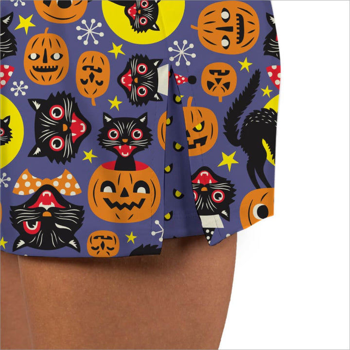 Scaredy Cat Halloween Print Skort - Fashion skort
