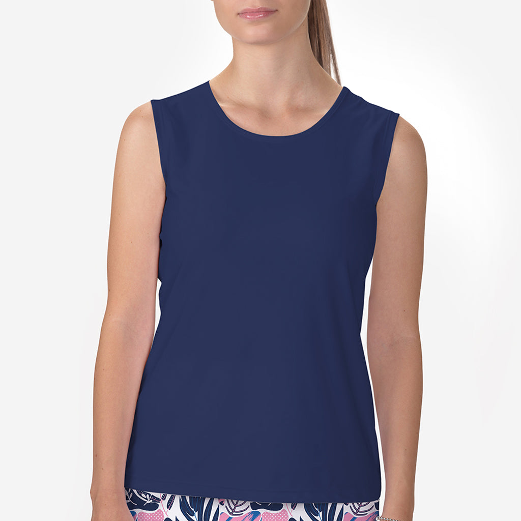 SLEEVELESS CREW NECK TOP - Navy / xs - Shirts & Tops