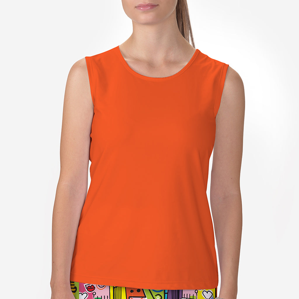 SLEEVELESS CREW NECK TOP - Orange / xs Shirts & Tops
