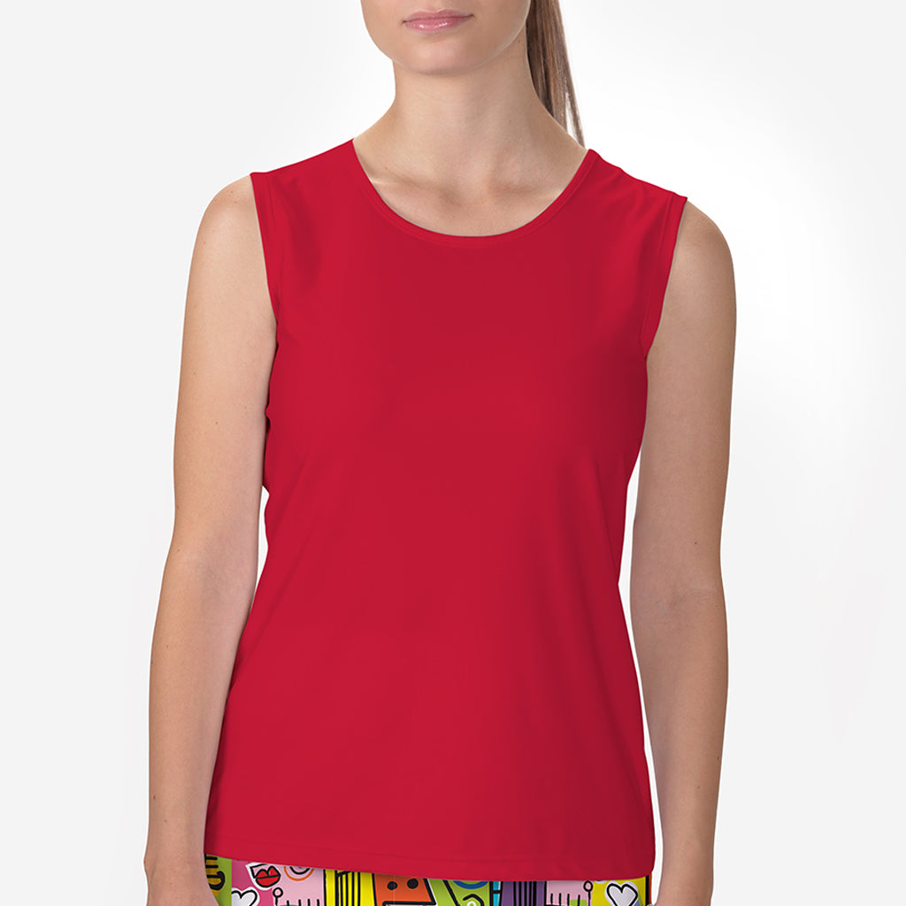 SLEEVELESS CREW NECK TOP - Red / xs - Shirts & Tops