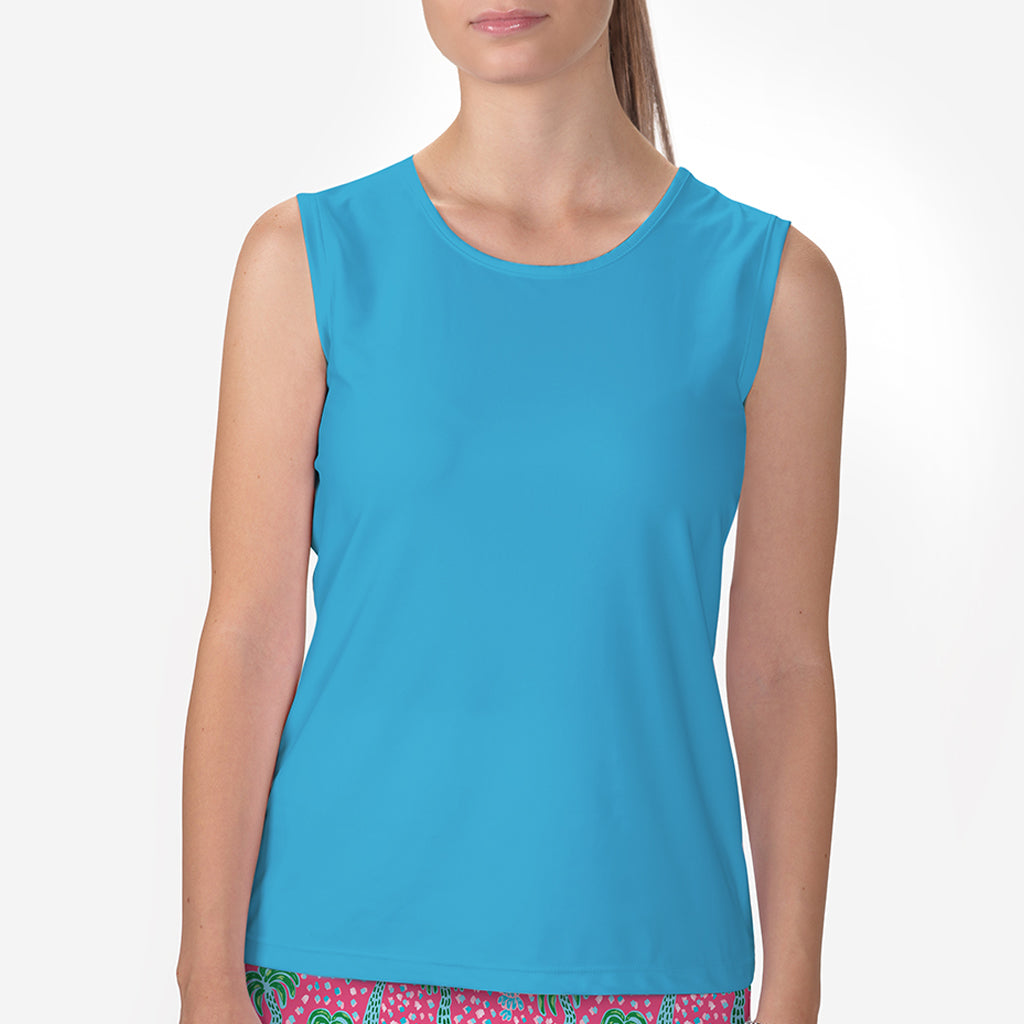SLEEVELESS CREW NECK TOP - Aqua / xs - Shirts & Tops