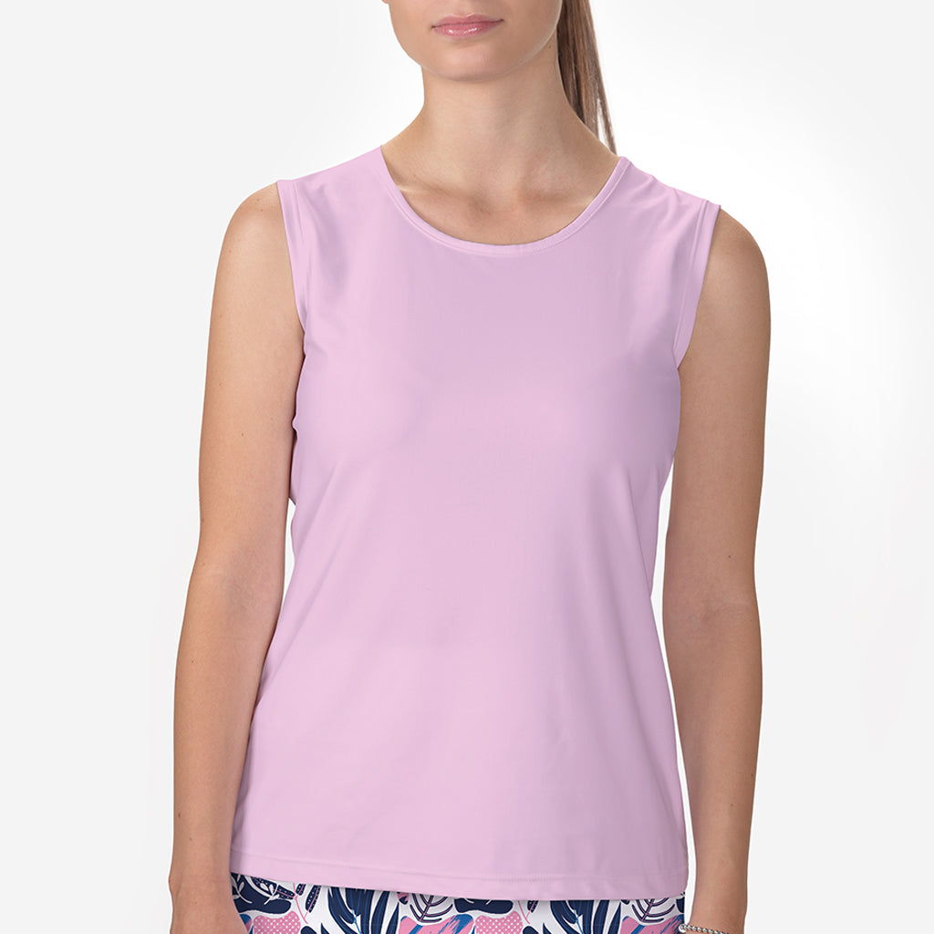 SLEEVELESS CREW NECK TOP - Light Pink / xs Shirts & Tops