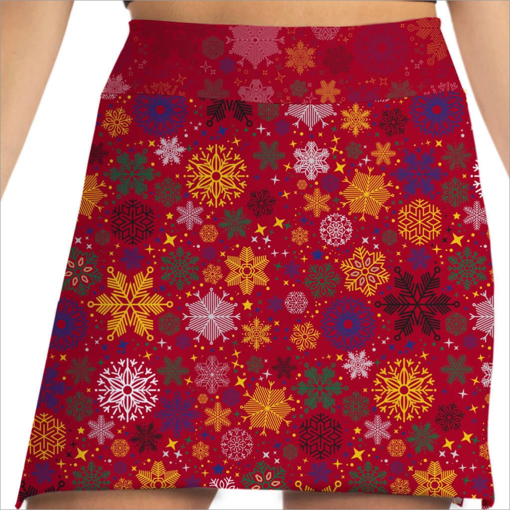 Snowfall Printed Skort - Fun Holiday Colorful Skort