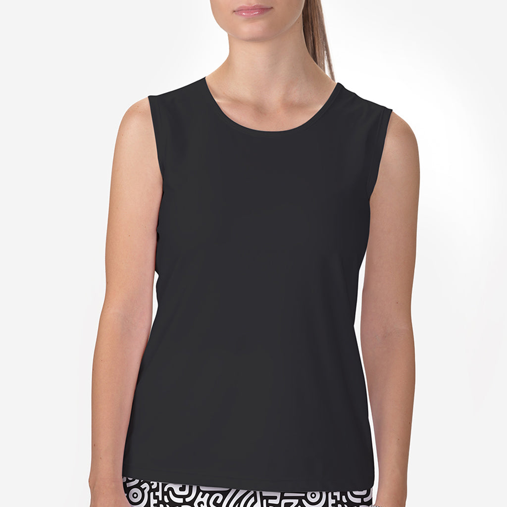 Black Sleeveless Crew Neck Top