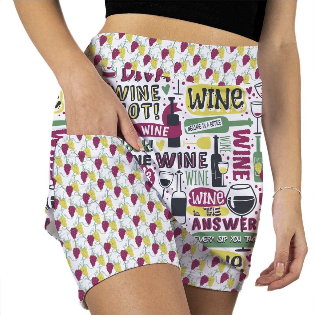 Wine Not Stretch Skort Print - Fashion Skort