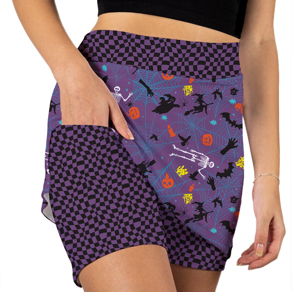 HAUNTED HALLOWEEN PRINT ACTIVE SKORT
