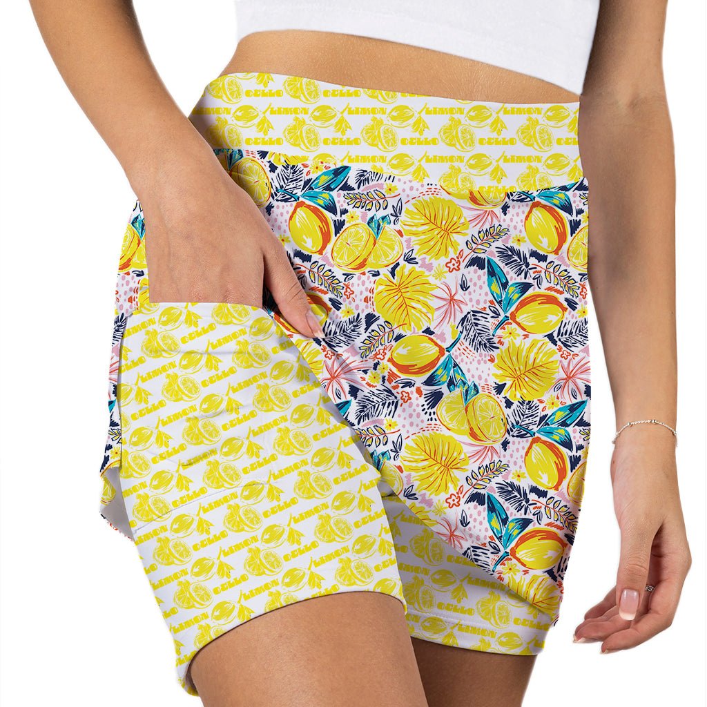 Colorful shorts with fruit pattern on a white background