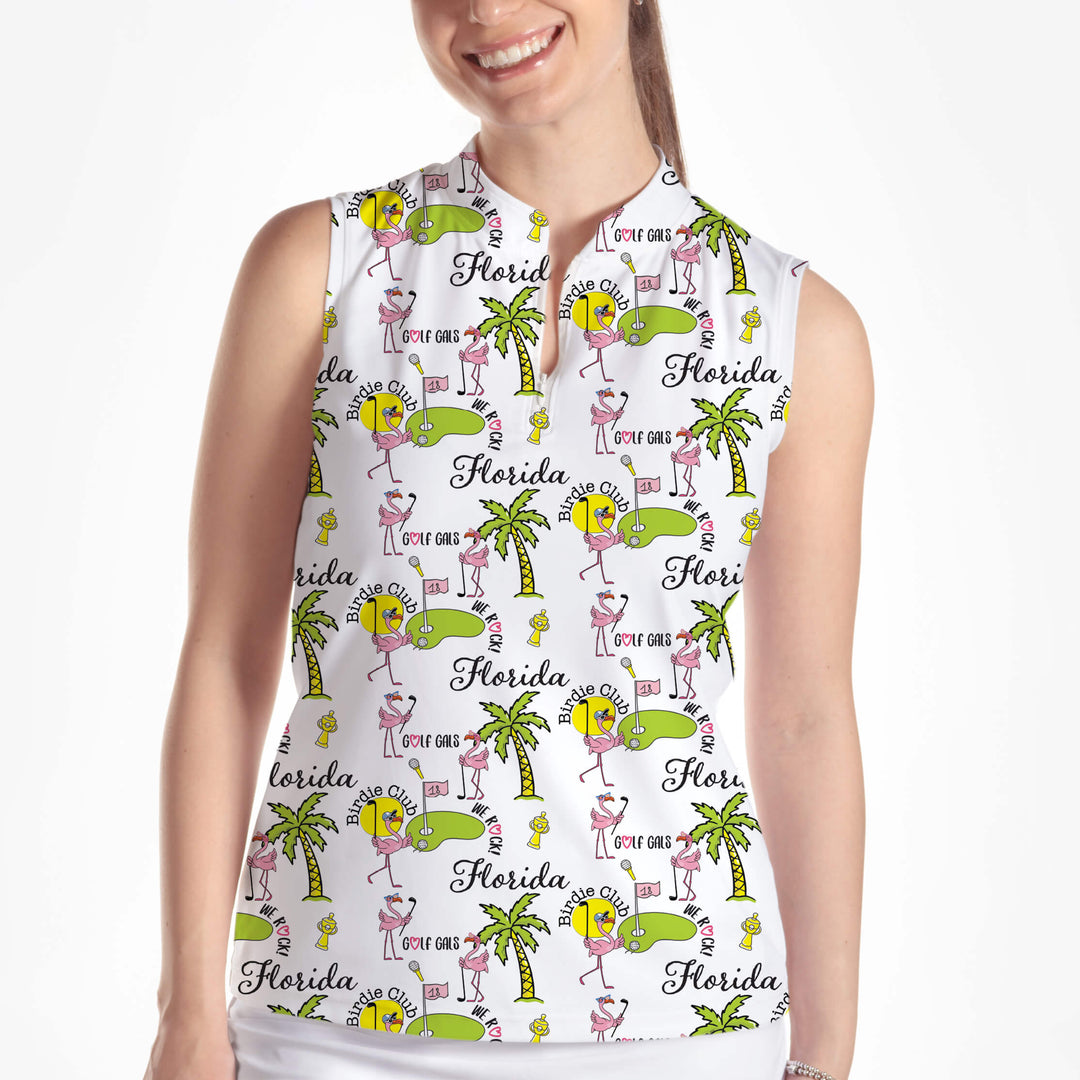 FLORIDA GOLF SLEEVELESS QUARTER ZIP TOP