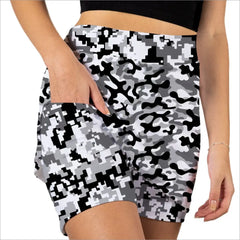 camo black activewear skorts