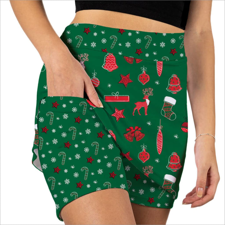 Christmas Holiday Printed Skort- Holiday Printed Skort