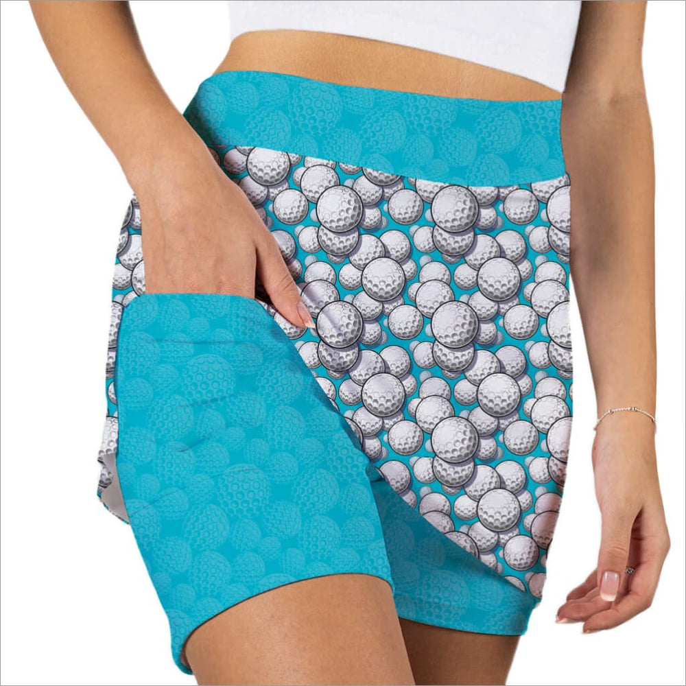 DIMPLE DOODLE AQUA AND WHITE SKORT - Active Skort