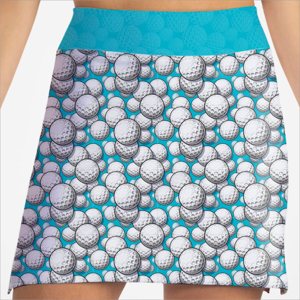 Skort with golf ball pattern on a blue background