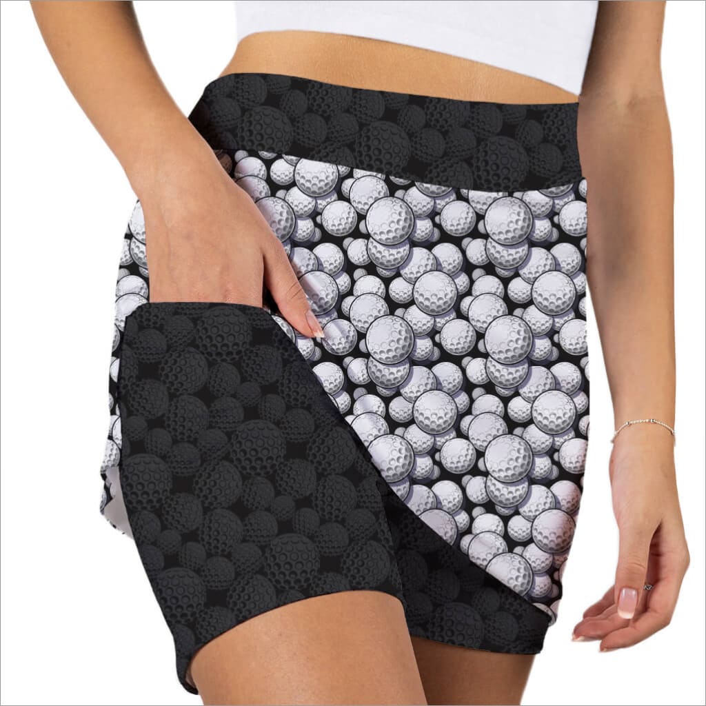 DIMPLE DOODLE BLACK AND WHITE SKORT - Active Skort