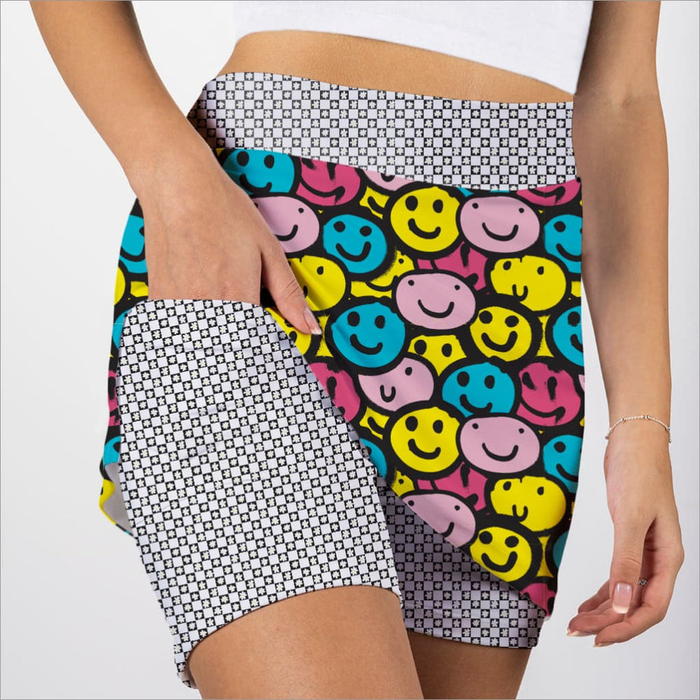 I’M SO HAPPPY PATTERN SKORT - Fashion Skort