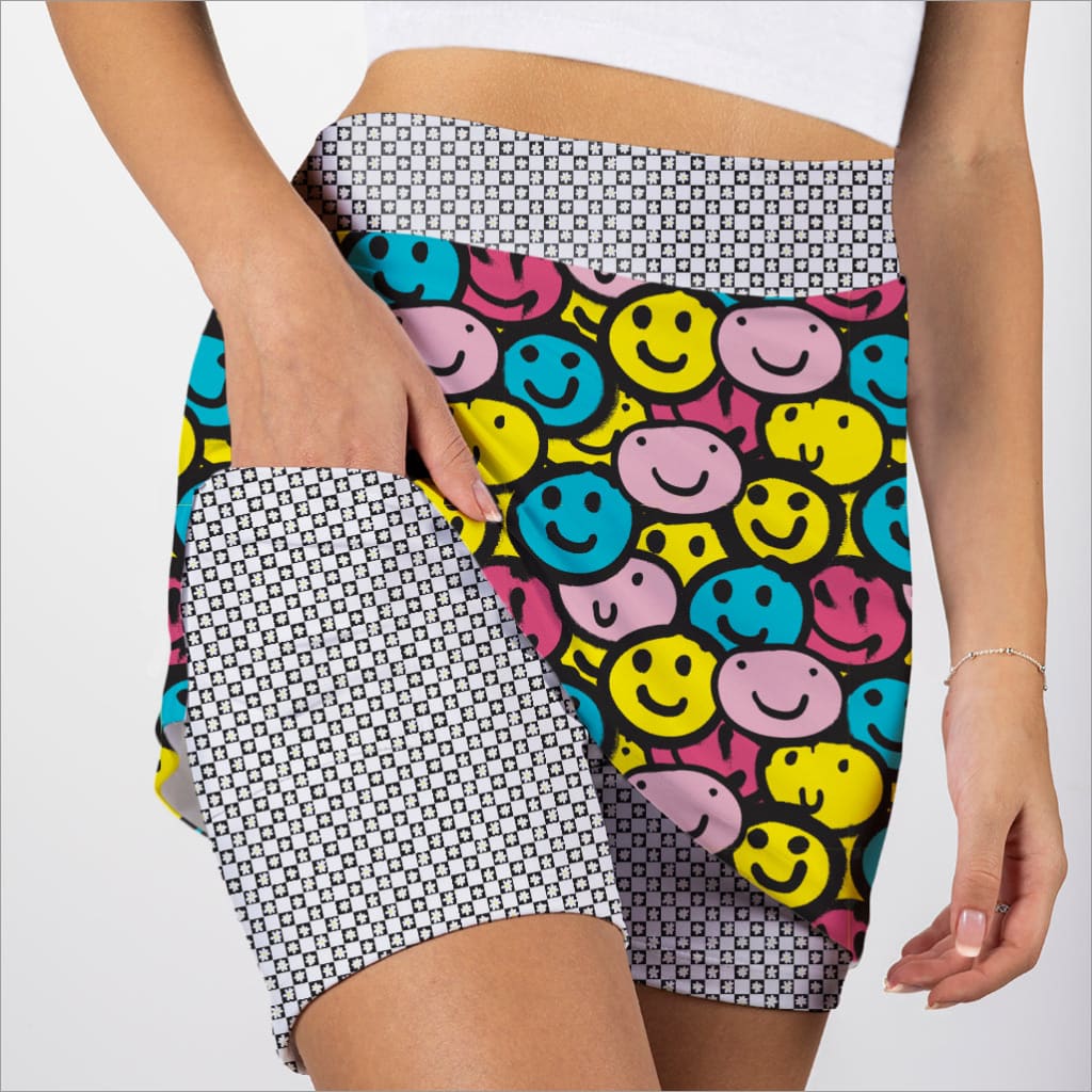 I’M SO HAPPPY PATTERN SKORT - Fashion Skort
