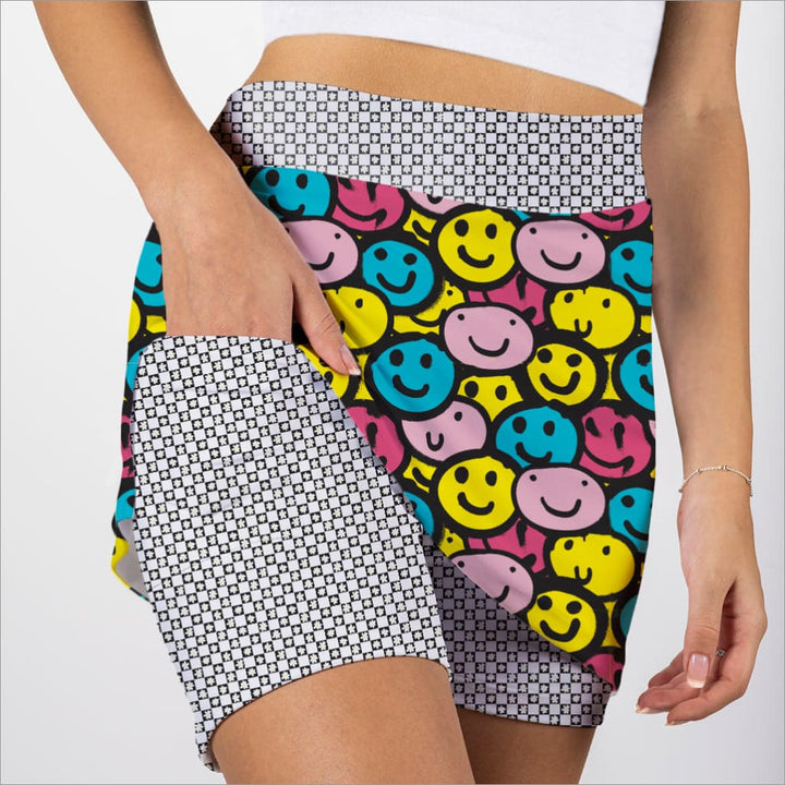 I’M SO HAPPPY PATTERN SKORT - Fashion Skort