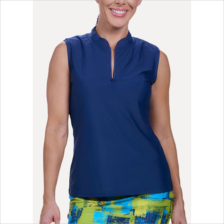 INDIGO SLEEVELESS QUARTER ZIP TOP - xs - Shirts & Tops