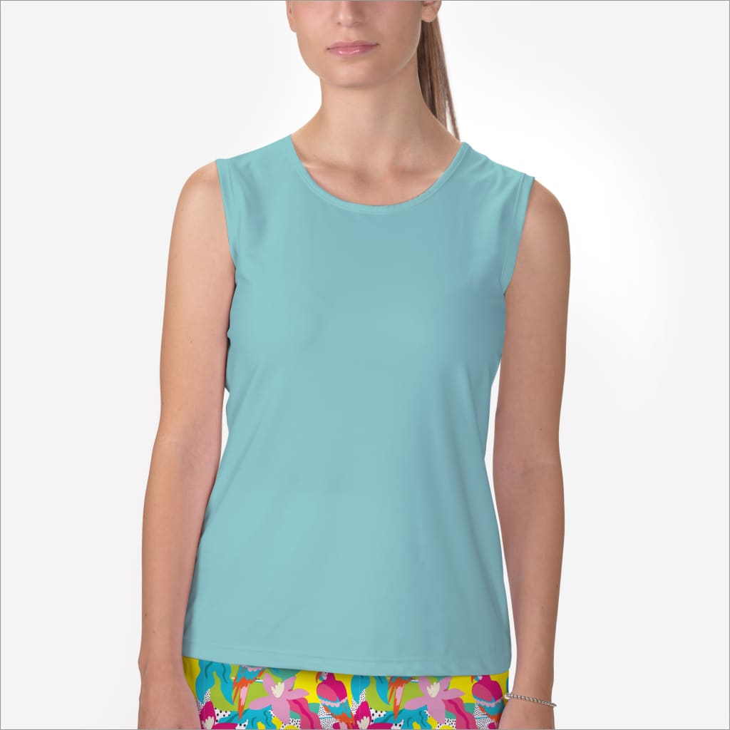 LIGHT BLUE SLEEVELESS CREW NECK TOP - Shirts & Tops