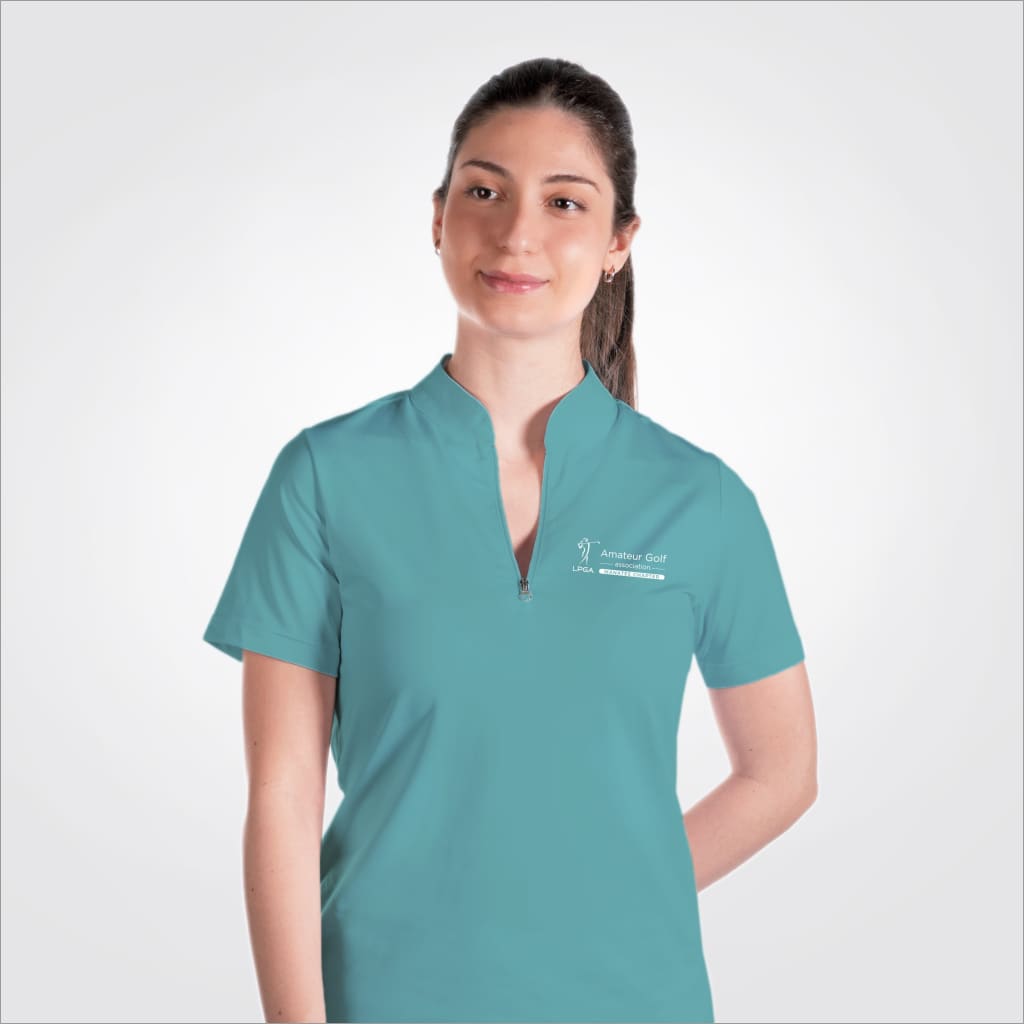 LPGAAMS Manatee Chapter Aqua Quarter Zip Polo Top for Women