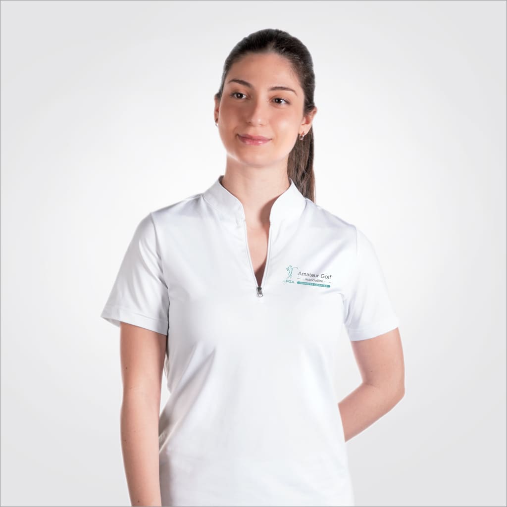 LPGAAMS Manatee Chapter White Quarter Zip Polo Top for Women