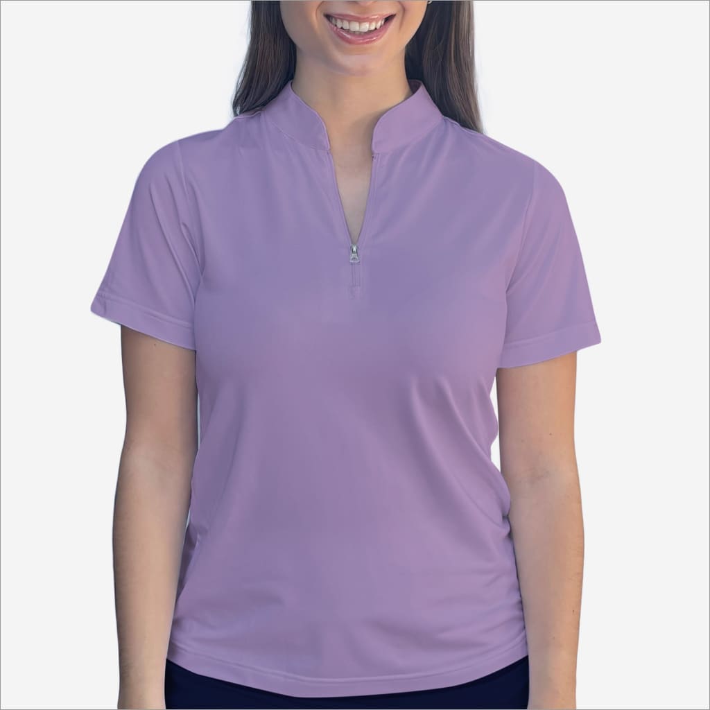 MAUVE POLO QUARTER ZIP TOP - Shirts & Tops
