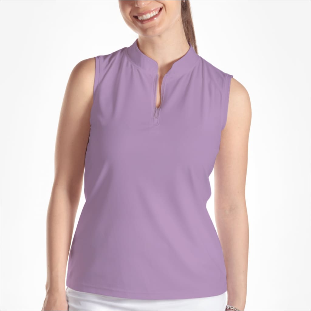 MAUVE SLEEVELESS QUARTER ZIP TOP - Shirts & Tops