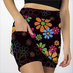 black skort with daises