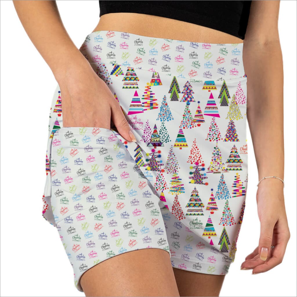 Oh Christmas tree Holiday Printed Skort- Fashion skort