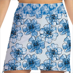 blue floral print skort