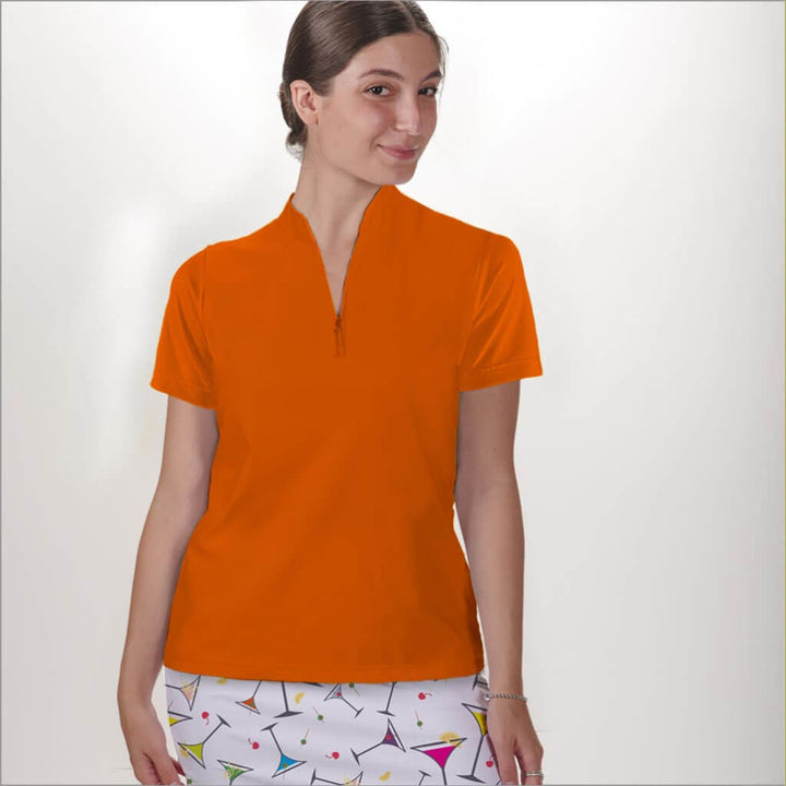 POLO QUARTER ZIP TOP - Orange / xs - Shirts & Tops