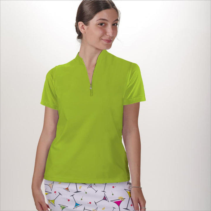 Lime Polo Quarter Zip Neck Top - Shirts & Tops