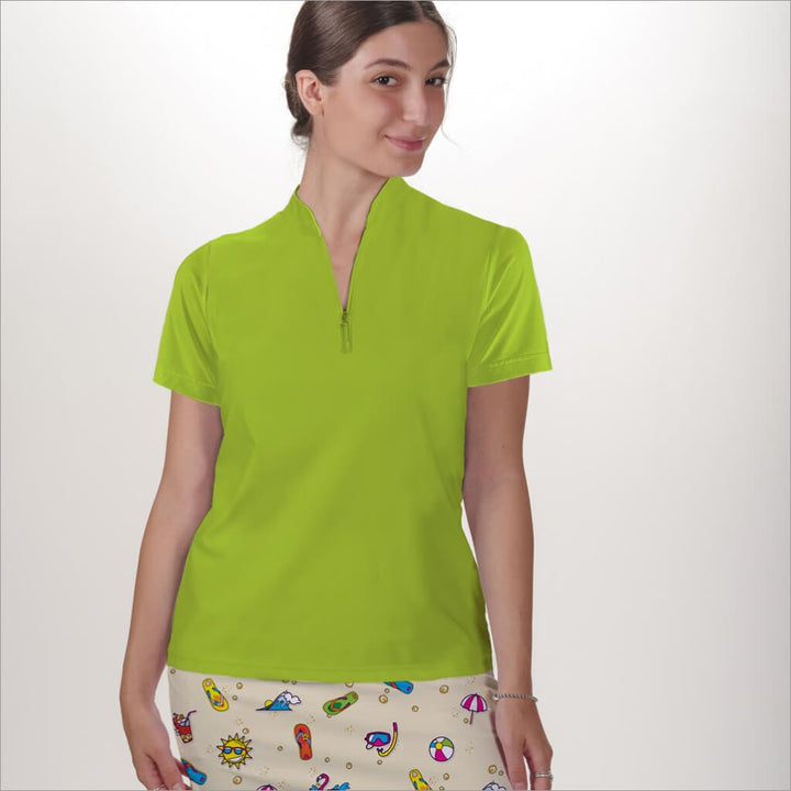 POLO QUARTER ZIP TOP - Lime / xs - Shirts & Tops