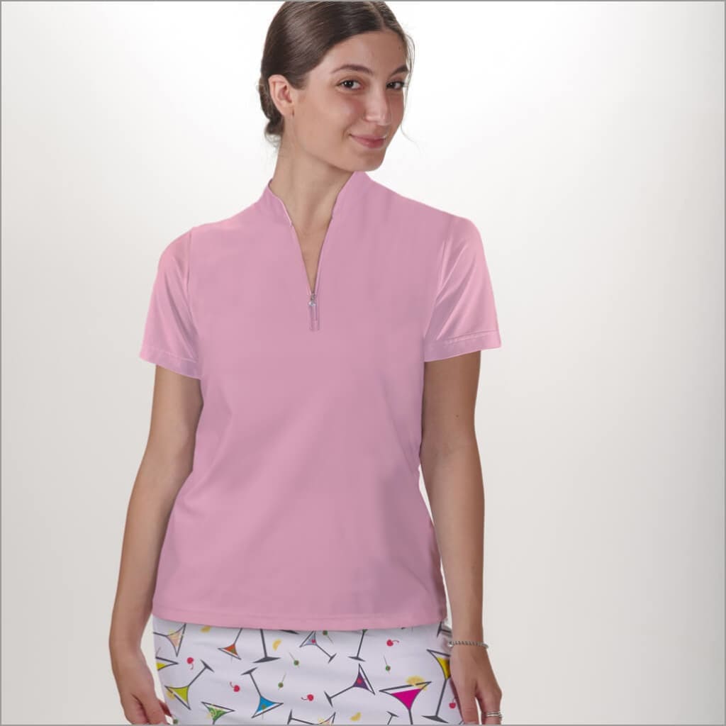 POLO QUARTER ZIP TOP - Light Pink / xs Shirts & Tops