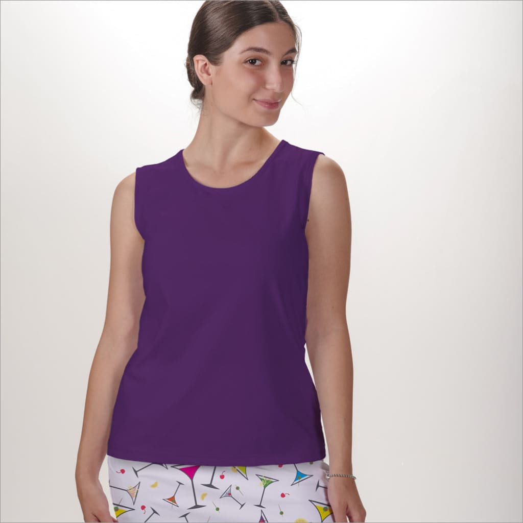 PURPLE SLEEVELESS CREW NECK TOP - Purple / xs - Shirts &