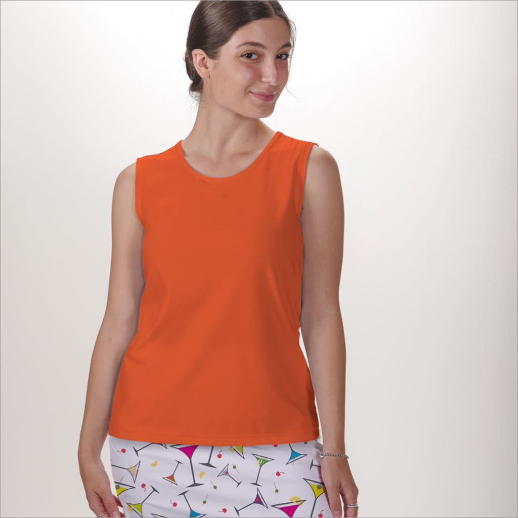 SLEEVELESS CREW NECK TOP - Orange / xs Shirts & Tops