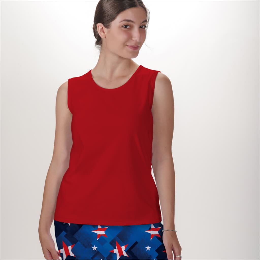 SLEEVELESS CREW NECK TOP - Red / xs - Shirts & Tops