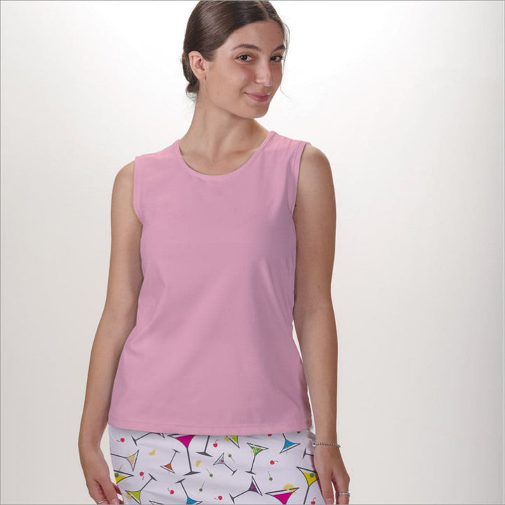 SLEEVELESS CREW NECK TOP - Light Pink / xs Shirts & Tops