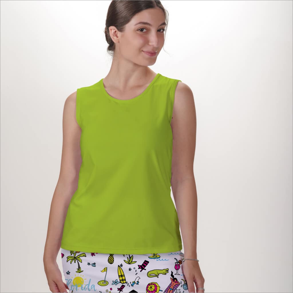 SLEEVELESS CREW NECK TOP - Lime / xs - Shirts & Tops