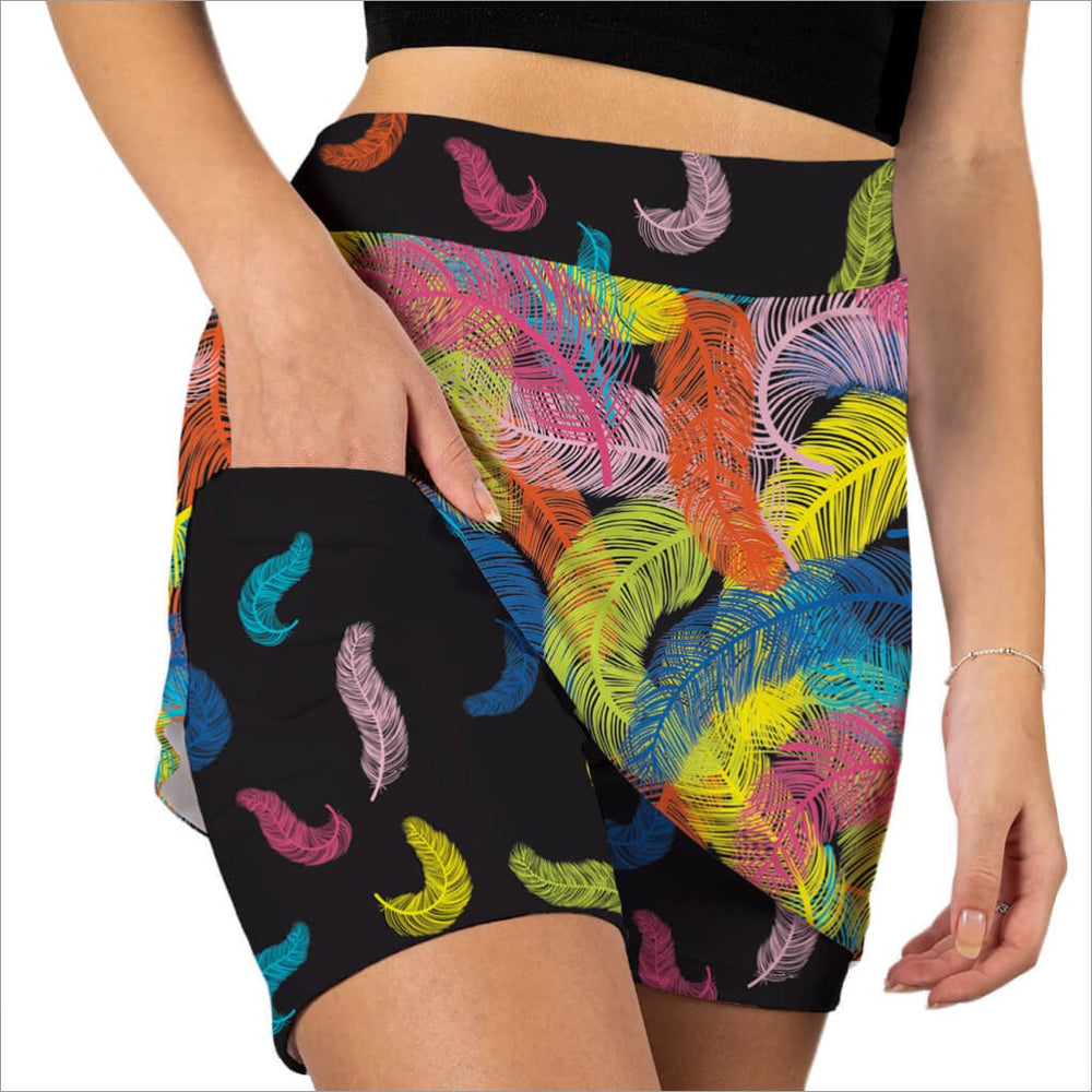 Cute Feather Print Skort