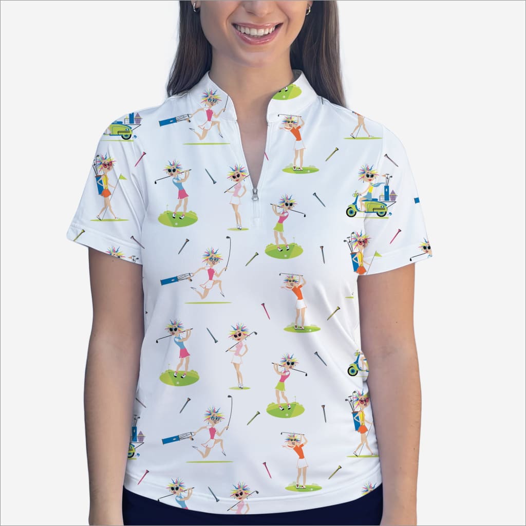 WACKY WANDA POLO QUARTER ZIP TOP - Shirts & Tops